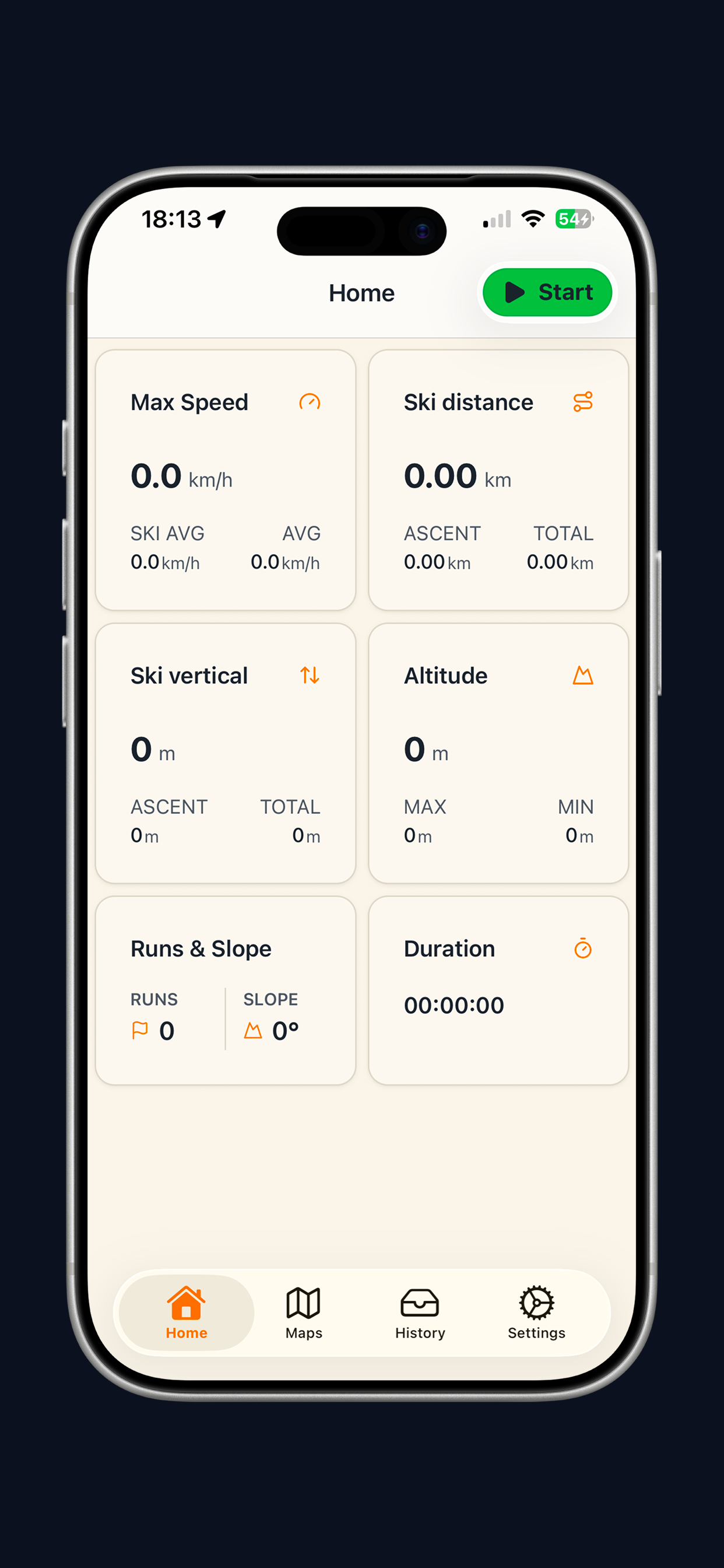 SnowTracks Main Screen - Light mode